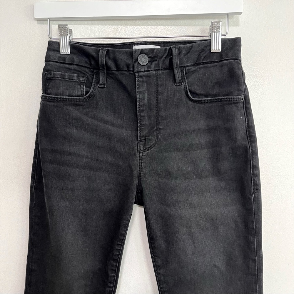 BOGO! FRAME Le Crop Mini Boot Raw Edge in Kerry Black Denim Jeans Size 27 - Picture 6 of 10